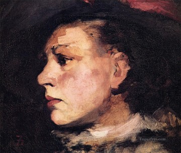  sombrero Pintura - Perfil de chica con sombrero retrato Frank Duveneck